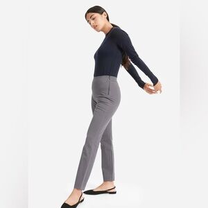 Everlane Side Zip Cotton Stretch Pants in Grey, Ankle Fit, Women's 2